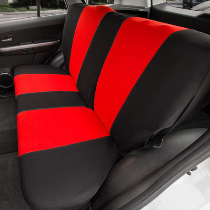 FH Group Back Seat Cloth Car Seat Cover - Universal Fit, Rear Seat Covers for Cars with Rear Split Bench, Car Interior Accessories for SUV, Sedan, Van, Red