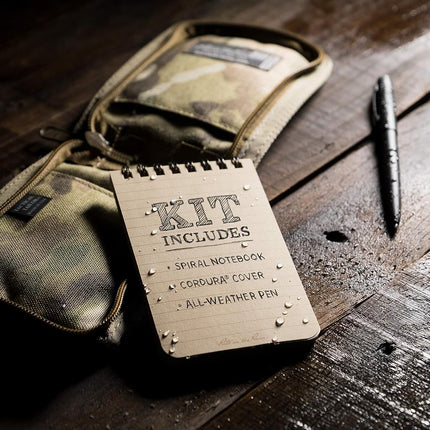 Rite in the Rain Weatherproof 3" x 5" Top Spiral Notebook Kit: MultiCam CORDURA Fabric Cover, 3" x 5" Tan Notebook, and Weatherproof Pen (No. 935M-KIT)