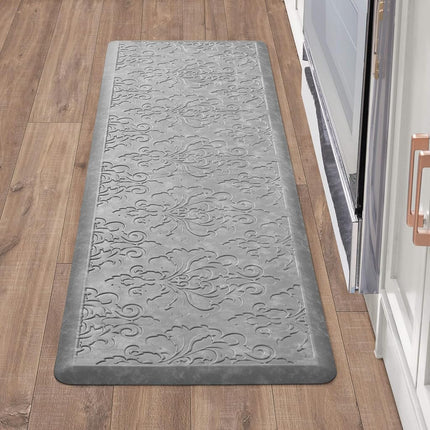 Chef Gear - Tapete de cocina antifatiga y bienestar - Diseño Marni - Tapete de chef acolchado y cómodo - Piel sintética - Alivio para cocinar y estar de pie - Antideslizante - Medidas 17.5"x60" - Gris