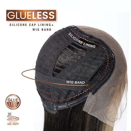 Sensationnel Bare Lace Wig 33 x 15 cm Lace Front Glueless Synthetic 180 Degree Pre Plucked Hairline (Mochabrown)