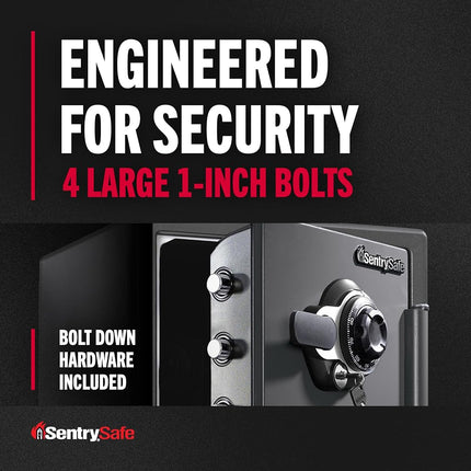 SentrySafe Fireproof and Waterproof Steel Home Safe with Dial Combination Lock, Secure Documents, Jewelry and Valuables with Bolt Down Kit, 34.8 Litres, 17.8 x 16.3 x 19.3 Inches, SFW123DSB