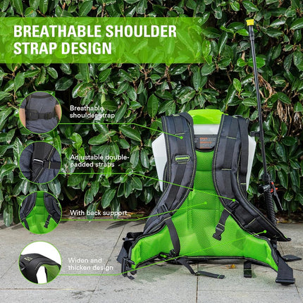 Pulverizador de mochila a batería Greenworks 80V de 15,14 L con 5 boquillas, presión de 70 PSI - Para herbicidas, control de plagas, desinfección y pulverización en jardines, pulverizador inalámbrico de alta presión para uso comercial, solo la herramienta