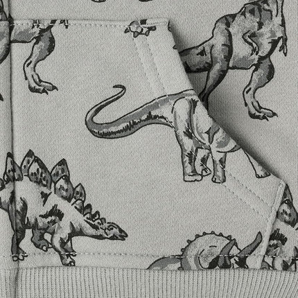The Children's Place Baby Boys' and Toddler Long Sleeve, Sherpa Lined, Zip-Front Hoodie Sweatshirt, Grey Dino, 6-9 Months