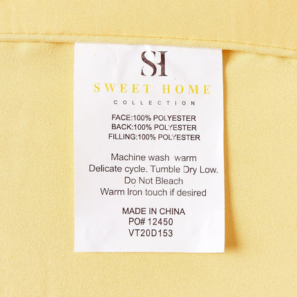 Sweet Home Collection 7 Piece Comforter Set Bag Solid Color All Season Soft Down Alternative Blanket & Luxurious Microfiber Bed Sheets, Yellow, Full