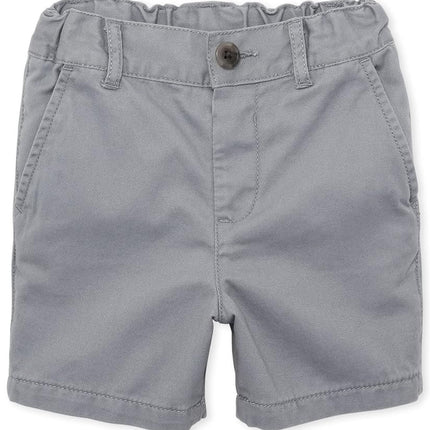 The Children's Place Baby Boys Stretch Chino Shorts, Fin Gray Single, 5T