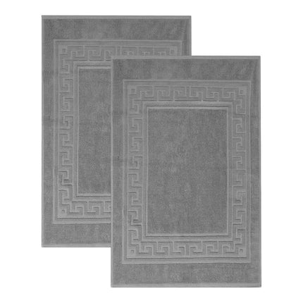 Tapis de bain de qualité supérieure SV 100 % coton peigné longues fibres, ensemble de 2 tapis de bain, argent