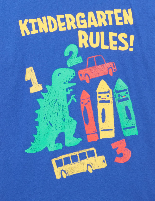 The Children's Place T-shirts graphiques à manches courtes pour garçons School Days, lot de plusieurs, Règlements de la maternelle !/Sac à dos Dino, XX-Large