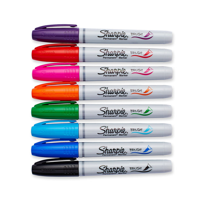SHARPIE Marcadores Permanentes con Punta de Pincel, 8 Marcadores de Colores (1810703)