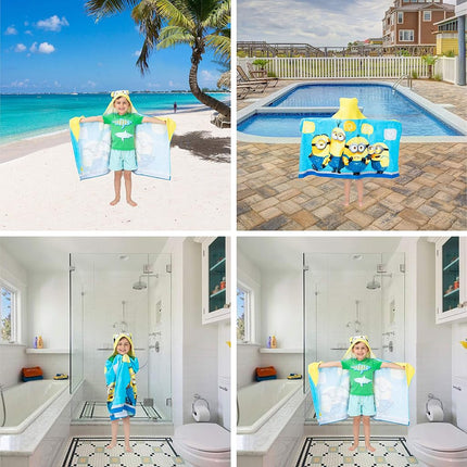 Despicable Me Minions Bath/Pool/Beach Soft Cotton Terry Hooded Towel Wrap, 24" x 50", by Franco Kids