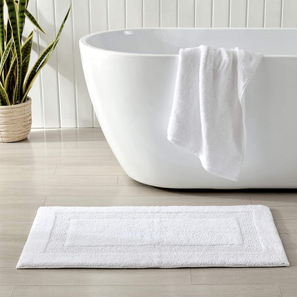 Tommy Bahama | Colección Long Branch | Alfombrilla de baño - 100% Algodón, Reversible, Fácil cuidado lavable a máquina, 21 x 34, Blanco