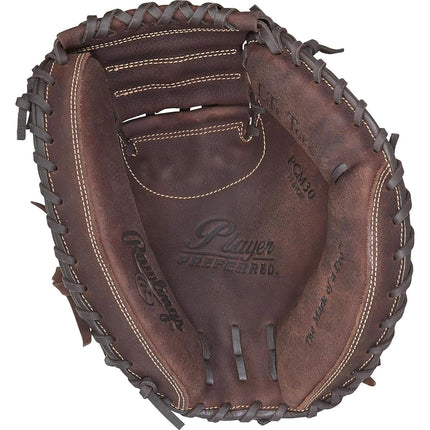 Rawlings 2017 Sporting Goods Player Preferred Catcher’s Mitt, Brown, Size 33, Worn on Left Hand