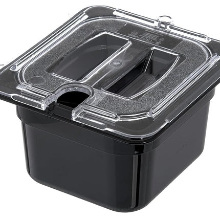 Carlisle FoodService Products Storplus Food Storage Container Food Pan, Chafing Pan for Catering, Buffets, Restaurants, Polycarbonate (Pc), 1/6 Size 4 Inches Deep, Black, (Pack of 6)
