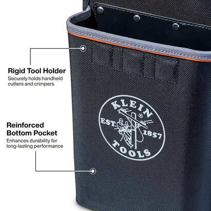 Klein Tools BC533S Crimper Holder Tool Organizer for Cutters and Crimpers, Reinforced Bottom Pocket, Magnetic Weather-Resistant Flap, Drain Holes, BWC S-Hook Compatible