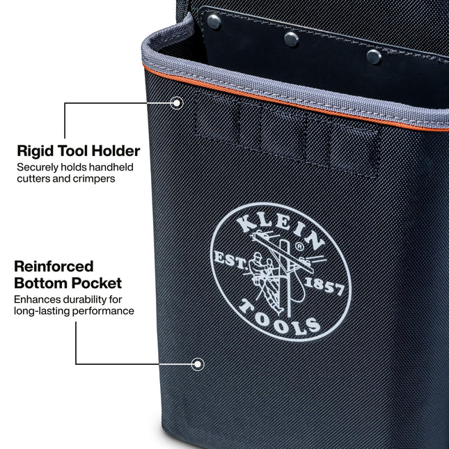 Klein Tools BC533S Crimper Holder Tool Organizer for Cutters and Crimpers, Reinforced Bottom Pocket, Magnetic Weather-Resistant Flap, Drain Holes, BWC S-Hook Compatible