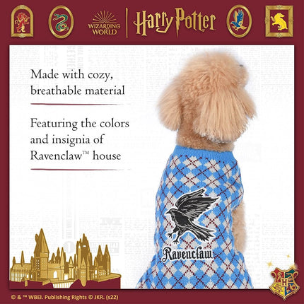 Harry Potter Ravenclaw Pet Sweater - Size Small | Costumes for Dogs | Dog Apparel & Accessories for Hogwarts Houses, Blue