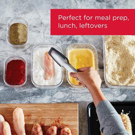 Rubbermaid 14-Piece Brilliance Food Storage Containers with Lids for Lunch, Meal Prep, and Leftovers, Dishwasher Safe, Clear/Grey