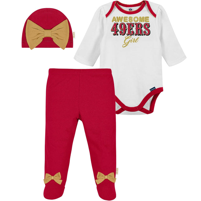NFL Baby Girls' 3Pc Bodysuit, Footed Pant, & Cap S