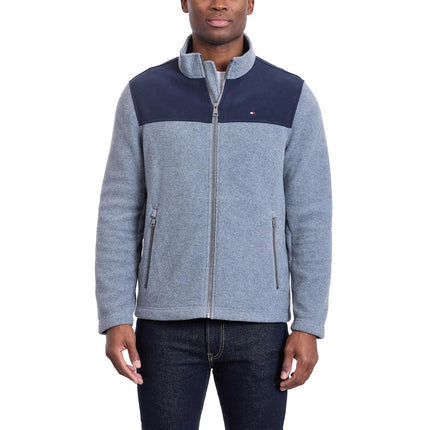 Tommy Hilfiger Men's Classic Zip Front Polar Fleece Jacket, Navy/ Light Grey, 4X