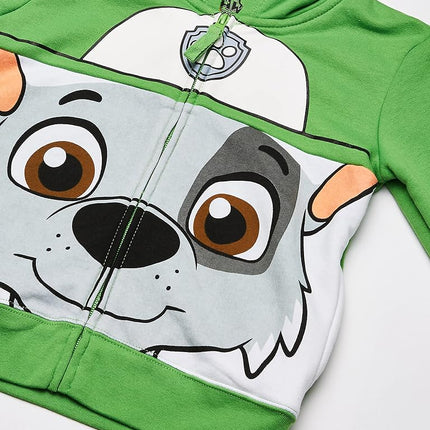 PAW Patrol Boys' Toddler Character Big Face Zip-up Hoodies, Green, 3T