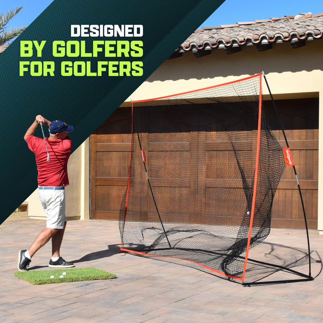 GoSports 10 ft x 7 ft Golf Practice Hitting Net - Personal Driving Range for Indoor or Outdoor Practice
