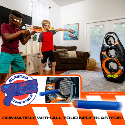 Nerf Proshot Inflatable Football Target, 50� Auto-Pop Design with Water Base, Mini Foam Football, Indoor and Outdoor Fun Game, Improve Accuracy and Control, Blaster Compatible