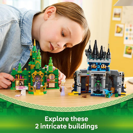 LEGO Wicked Emerald City & Kiamo Ko Castle Toy - Play & Display Model - incl. Elphaba & Glinda Mini Dolls, plus a Monkey & Accessories - Gift for 9+ Year Old Girls & Movie Fans - 75689