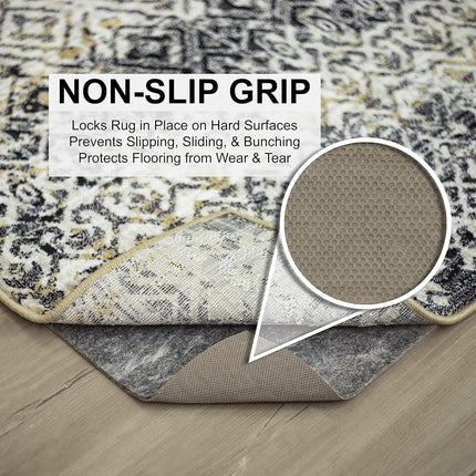 Mohawk Home Non Slip Rug Pad 6' x 9' - 1/2" Thick Felt + Latex Rubber Gripper - Dual Surface Cushion for Hardwood, Carpet, Tile Floors, Made in USA
