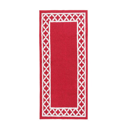 Nautica – Tufted Runner Rug | Collin Trellis Border Design | Modern Home Décor | Non-Slip| Machine Washable | Carpet for Entryway & Hallway | Measures 26” x 60” | Red and White