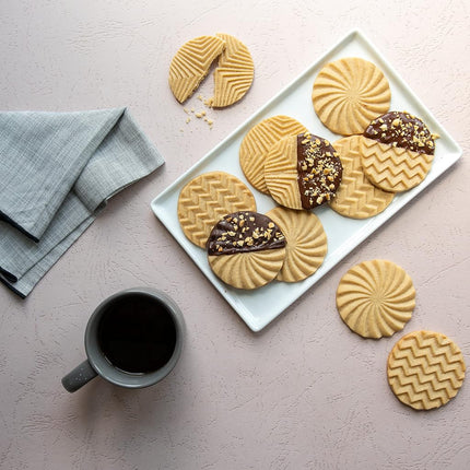 Nordic Ware 01245 Geo Cookie Stamps (Set of 3), Sturdy Cast Aluminium with Removable Hardwood Handles, Silver