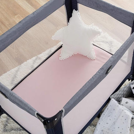 American Baby Company Paquete de 2 sábanas ajustables de punto de algodón 100 % natural para cuna corral, color rosa, suaves y transpirables, para niñas