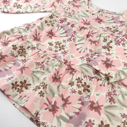 Lots et robes courts HonestBaby en coton 100 % biologique pour bébés et tout-petants garçons, filles, unisexes, motif floral peint rose, 6-9 mois