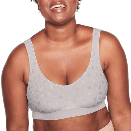Bali Women's Comfort Revolution Full-Coverage Wireless, Foam Wirefree T-Shirt Bra, Df3488, Crystal Grey Pattern, XXL