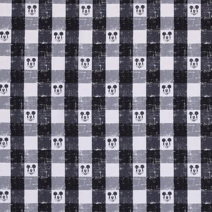 Disney Mickey Mouse - Black, White and Gray Plaid Nursery Fitted Crib Sheet