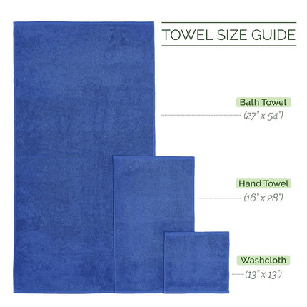 Juego de toallas Elegant Comfort Luxury de 6 piezas, 100 % algodón turco, jacquard trenzado, textura premium, calidad hotelera – Suaves y absorbentes, incluye 2 toallas de baño, 2 toallas de mano y 2 toallas para la cara, azul real
