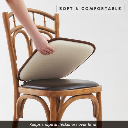 Elegant Comfort, paquete de 2 fundas para cojines de silla, reverso de goma antideslizante, 16 x 16 pulgadas, fundas gruesas para asiento de forma cuadrada para comedor, cómodas almohadillas texturizadas para silla con lazos, patrón de panal, color marrón