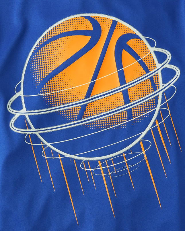 The Children's Place Boys' Active Performance Short Sleeve T-Shirt, Basketball Graphic, Large