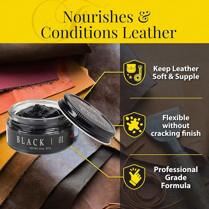 Kelly's Black Shoe Polish 1.5 oz - Professional Leather Shoe Cream