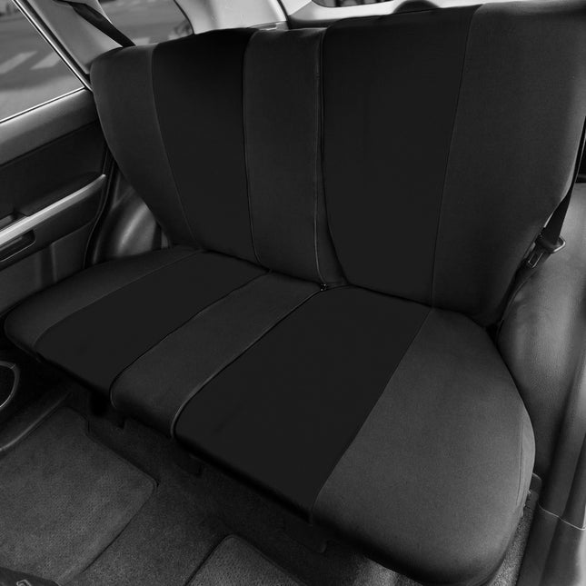 FH GROUP Back Seat Cloth Car Seat Cover - Universal Fit Rear Seat Covers for Cars with Rear Split Bench, Car Interior Accessories for SUV, Sedan, Van, Black