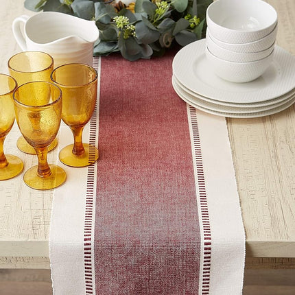 DII Woven Table Runner, Cotton, Redwood, 13x72 (13x77.5, Fringe Included)