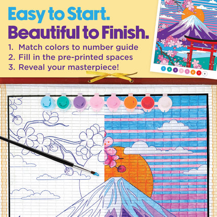 Faber-Castell Paper Scroll Painting Kit: Mount Fuji | Hanging Wall Art with Pre-Printed Design, Ready-to-Hang DIY Painting Craft for Kids, Teens & Adults (1 Scroll, 8 Paints,1 Brush)