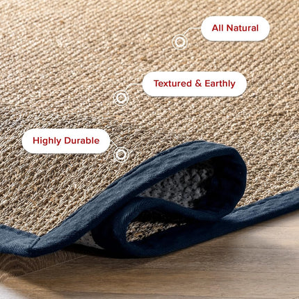 nuLOOM Elijah Farmhouse Seagrass Runner Rug, 2' 6" x 8', Navy