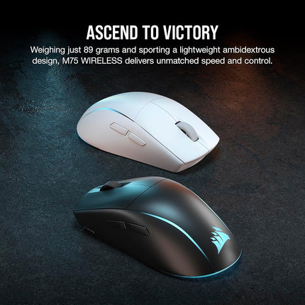 Corsair M75 Wireless RGB Lightweight FPS Gaming Mouse � 26,000 DPI � Swappable Side Buttons � iCUE Compatible � PC � Black