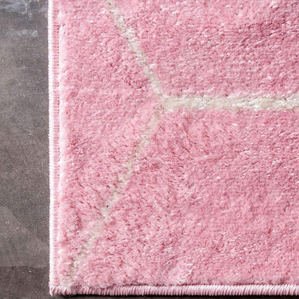 Unique Loom Trellis Frieze Collection Lattice Moroccan Geometric Modern Pink Area Rug (3' 3 x 5' 3)