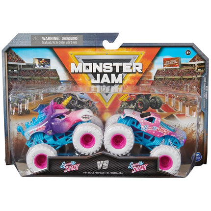 Monster Jam, Duel de Sparkle Smash contre Sparkle Smash, Véhicules Monster Trucks en métal moulé sous pression, Échelle 1:64, Jouets pour enfants à partir de 3 ans