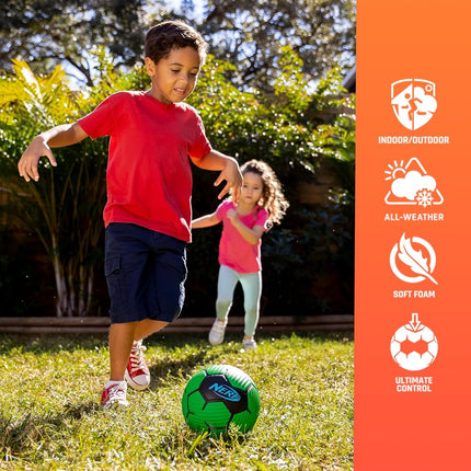 Nerf Kids Foam Mini Soccer Ball - Proshot Youth Soccer Ball - 7" Indoor + Outdoor Ball for Kids + Toddlers -Green/Blue