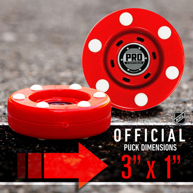 Franklin Sports Palets de hockey sur roulettes NHL Street - (6) Palets de hockey sur roulettes Pro Commander pour l'entraînement - Palets de hockey sur roulettes avec roulettes - Palet de hockey extérieur parfait - Rouge