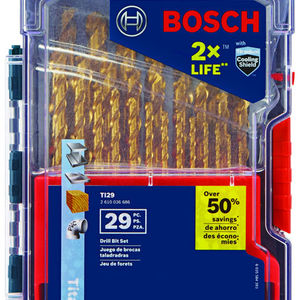 BOSCH TI29 29-Piece Assorted Set Titanium Nitride 