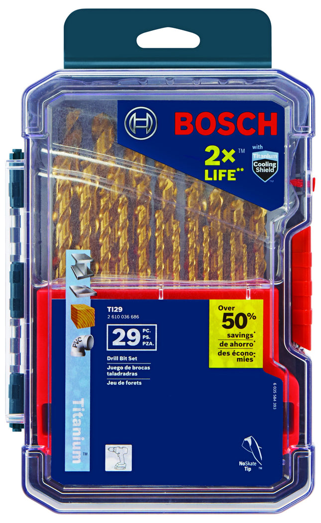 BOSCH TI29 29-Piece Assorted Set Titanium Nitride 