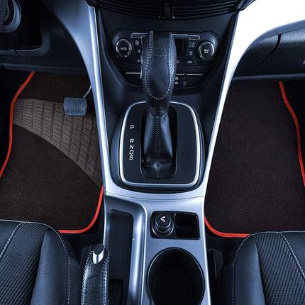 FH Group - F14503-RED F14503 RED Color-Trimmed Liners Non-Slip Car Floor Mats with Rubber Heel Pad – Full Set