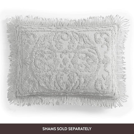 Beatrice Home Fashions Medallion Chenille Bedspread, Twin, Gray